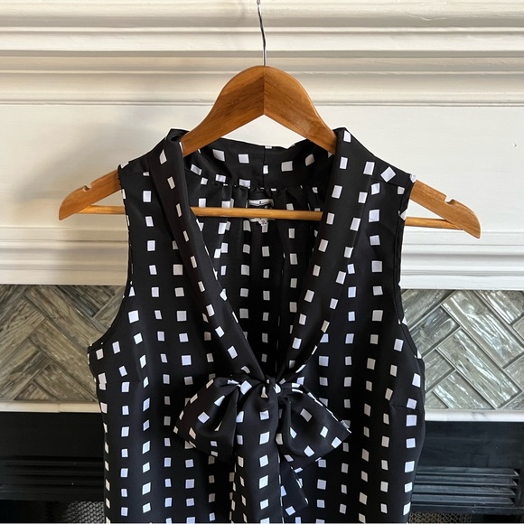 MUD PIE Feminine CLASSY Sleeveless GEOMETRIC Pretty Bow BLOUSE Top SHIRT S - Picture 4 of 15